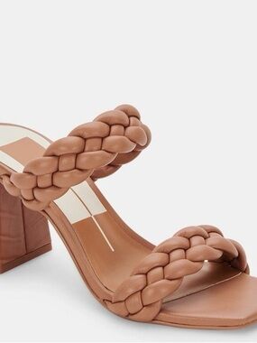 Dolce Vita Braided Double Strap Heeled Sandal w. Croco Detail - Tan, Size 6